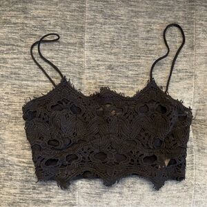 Free people black lace crop top